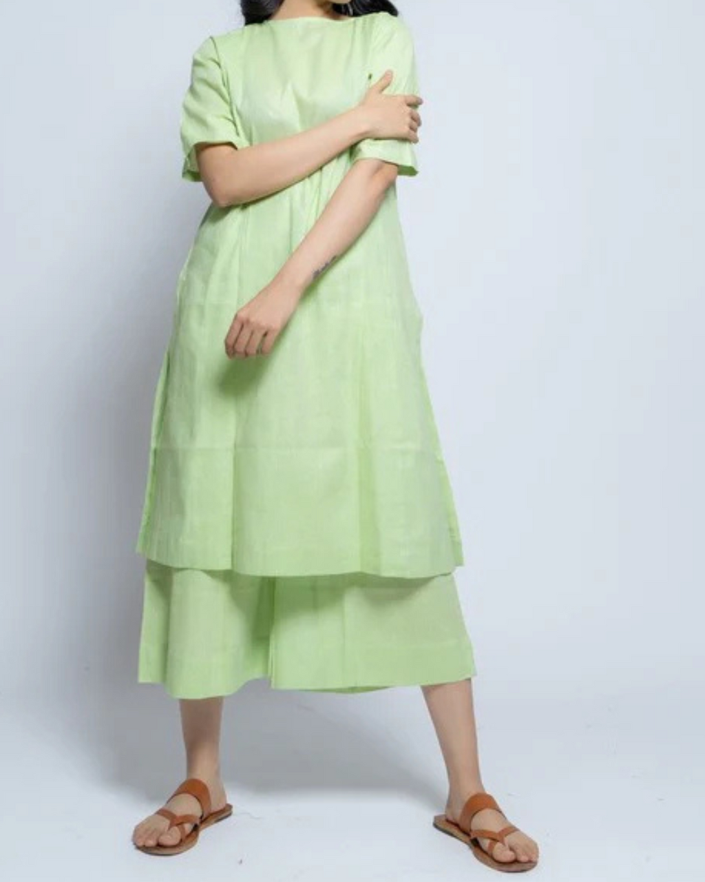 Women’s Two-Piece Layered Kurta with Culotte Set