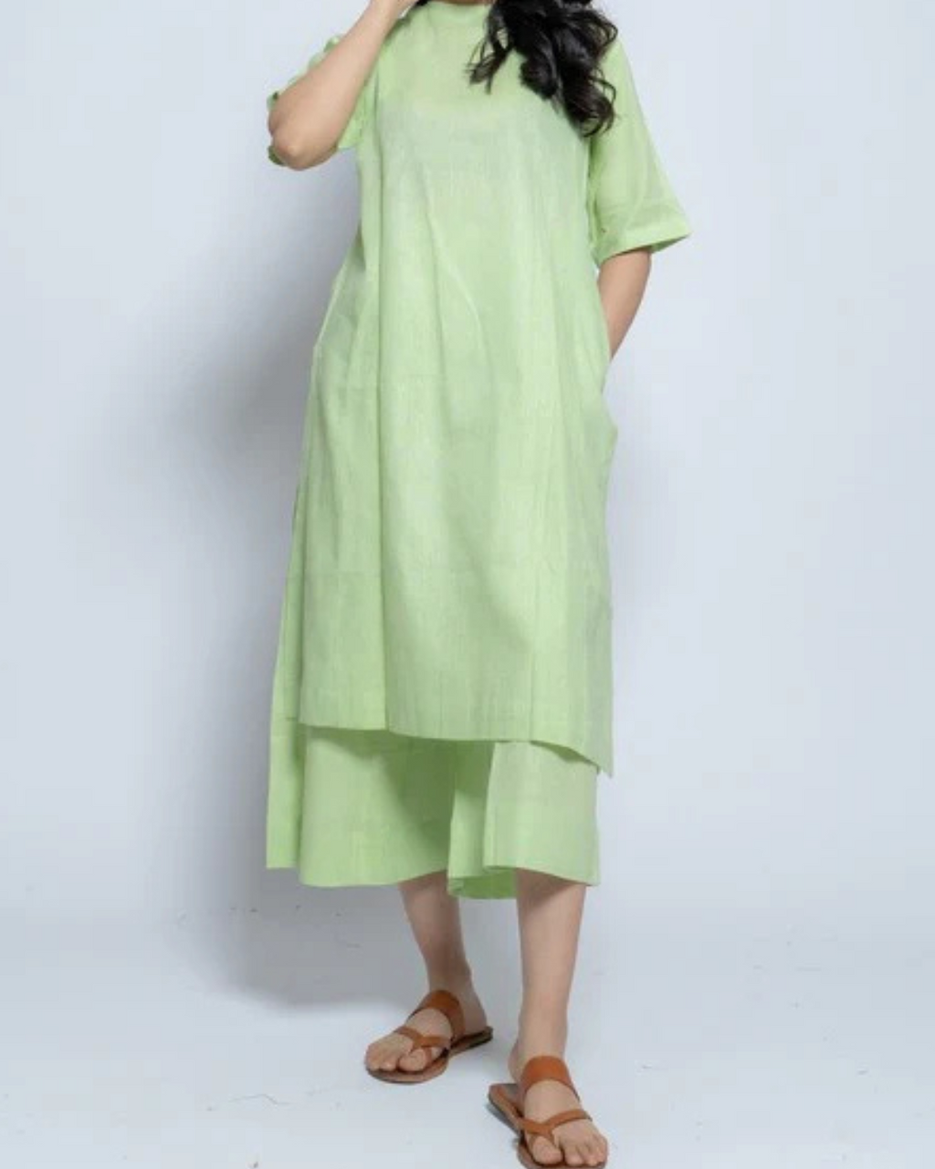 Women’s Two-Piece Layered Kurta with Culotte Set