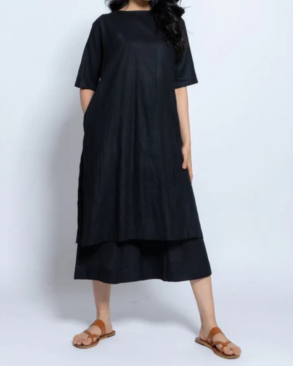 Women’s Two-Piece Layered Kurta with Culotte Set