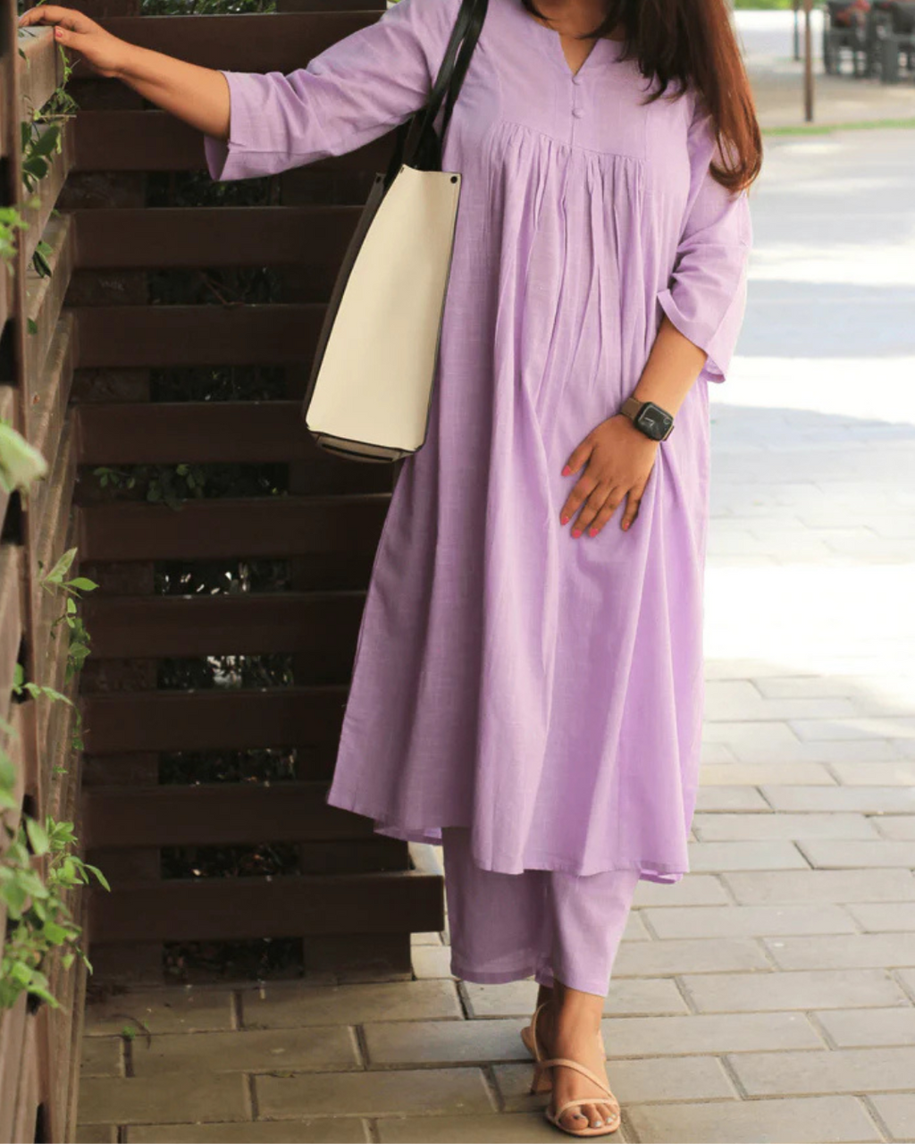 Elegant  Purple  A-Line Kurta with Matching Pants – Cotton Comfort Wear