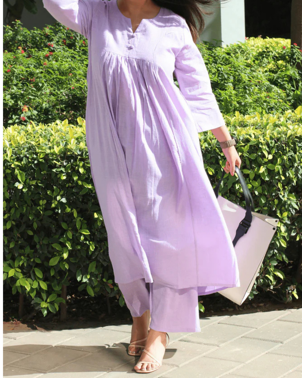 Elegant  Purple  A-Line Kurta with Matching Pants – Cotton Comfort Wear