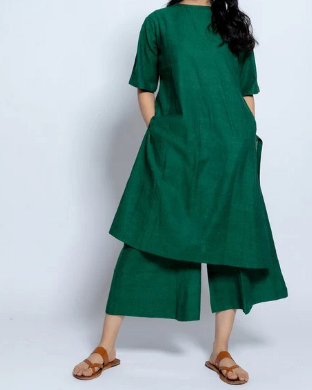Women’s Two-Piece Layered Kurta with Culotte Set