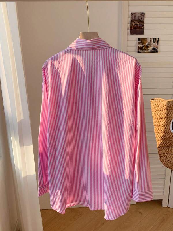 Comfortcana Striped Print Drop Shoulder Shirt
