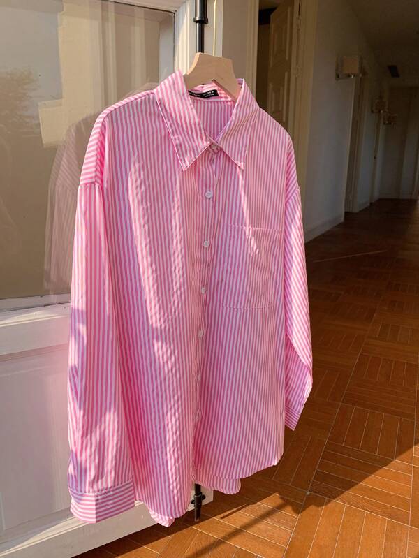 Comfortcana Striped Print Drop Shoulder Shirt