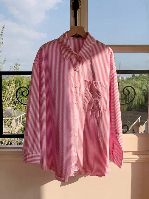 Comfortcana Striped Print Drop Shoulder Shirt