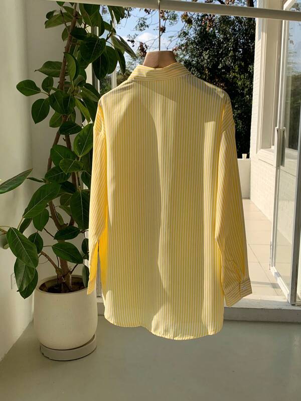 Comfortcana Striped Print Drop Shoulder Shirt