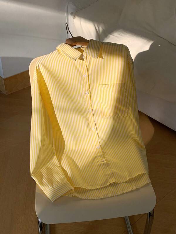 Comfortcana Striped Print Drop Shoulder Shirt