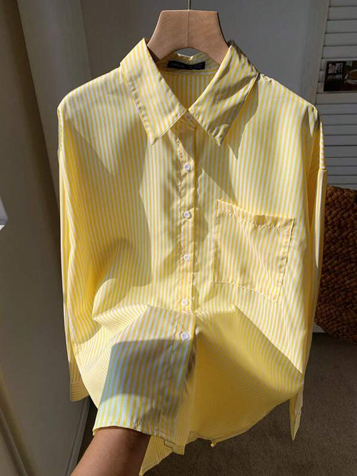 Comfortcana Striped Print Drop Shoulder Shirt