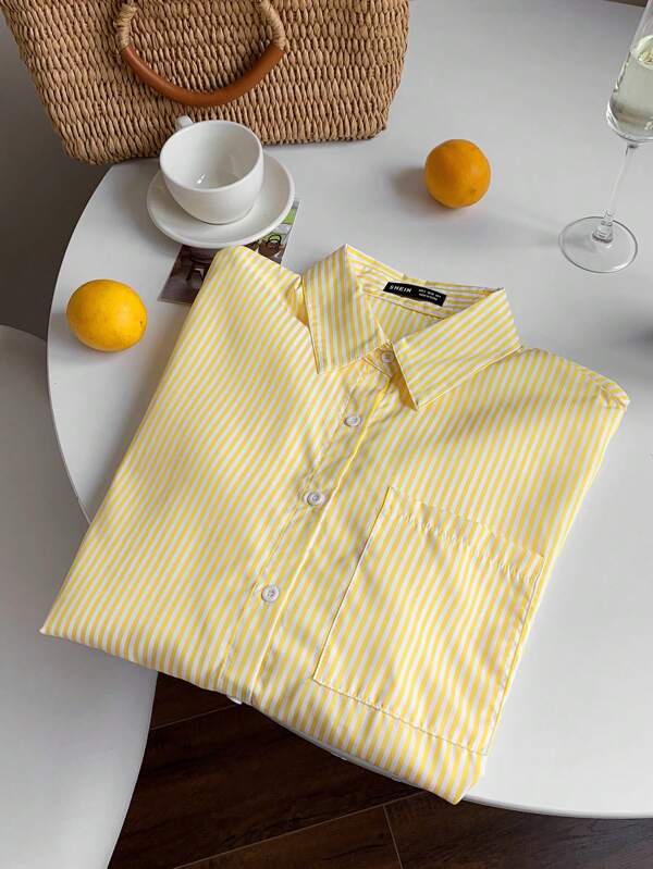 Comfortcana Striped Print Drop Shoulder Shirt