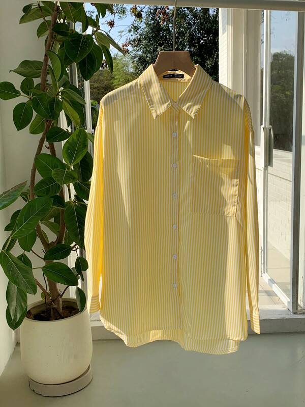 Comfortcana Striped Print Drop Shoulder Shirt