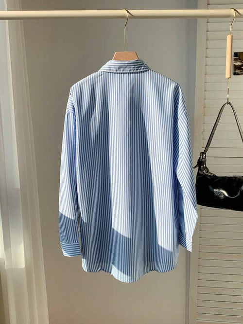 Comfortcana Striped Print Drop Shoulder Shirt