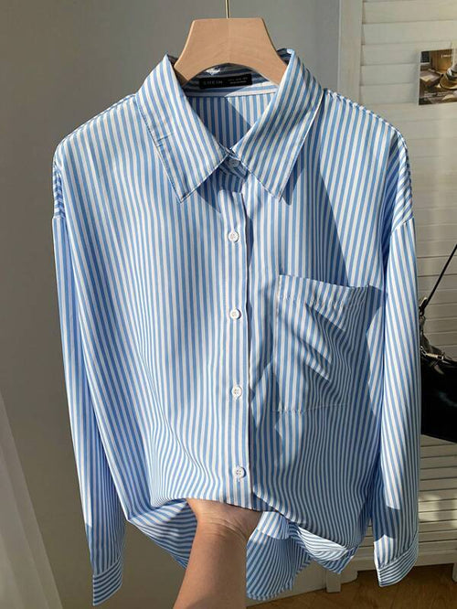 Comfortcana Striped Print Drop Shoulder Shirt