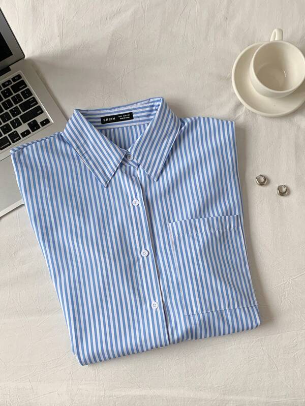 Comfortcana Striped Print Drop Shoulder Shirt