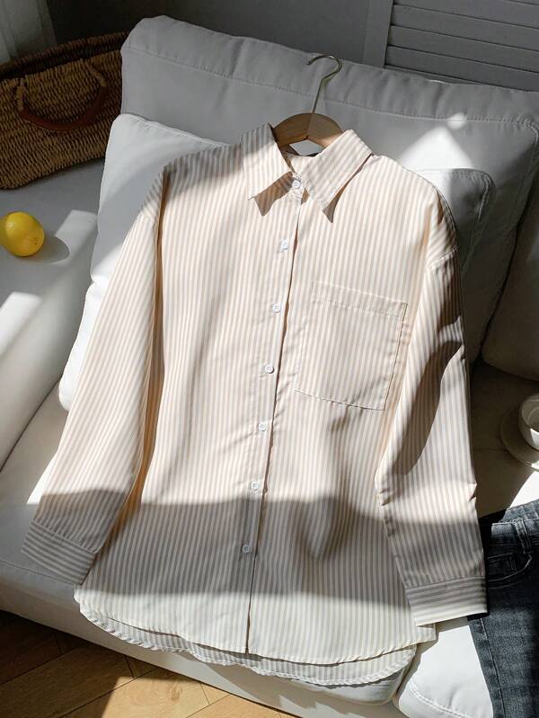 Comfortcana Striped Print Drop Shoulder Shirt
