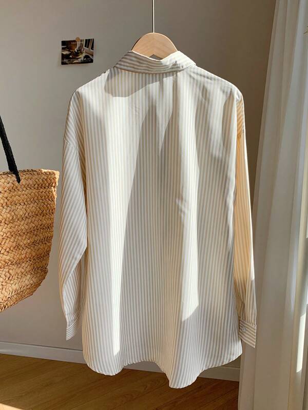 Comfortcana Striped Print Drop Shoulder Shirt
