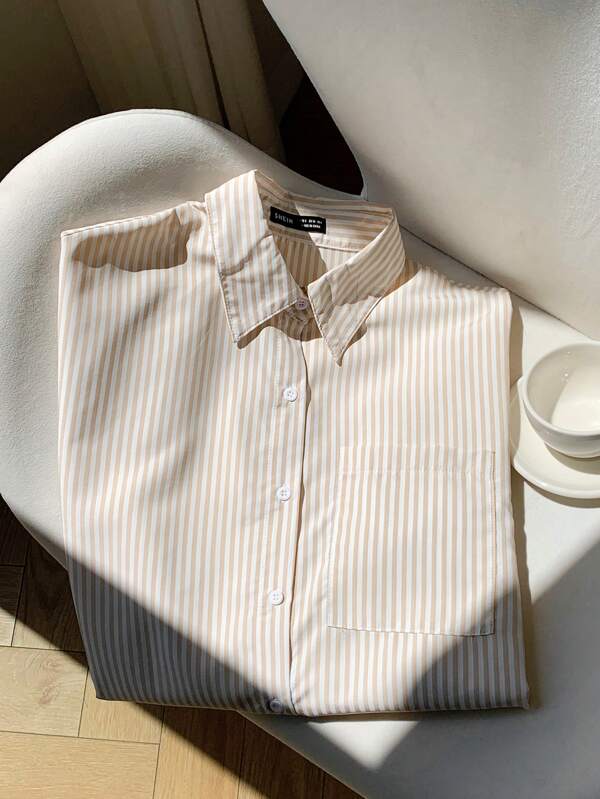 Comfortcana Striped Print Drop Shoulder Shirt