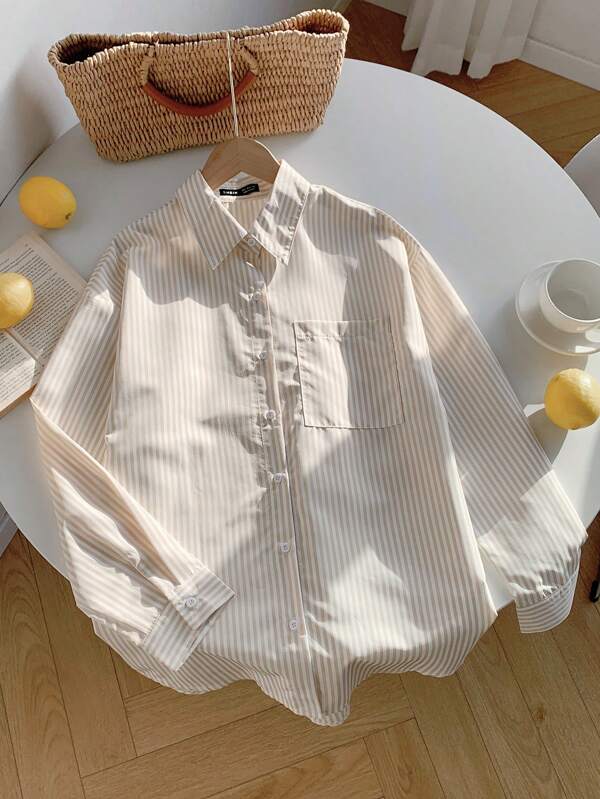 Comfortcana Striped Print Drop Shoulder Shirt