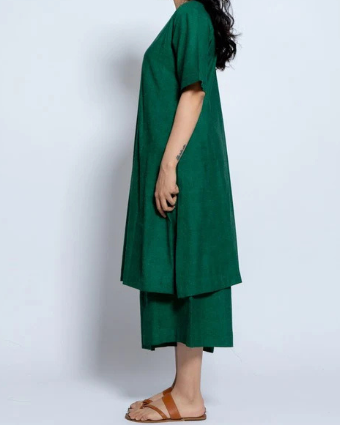 Women’s Two-Piece Layered Kurta with Culotte Set