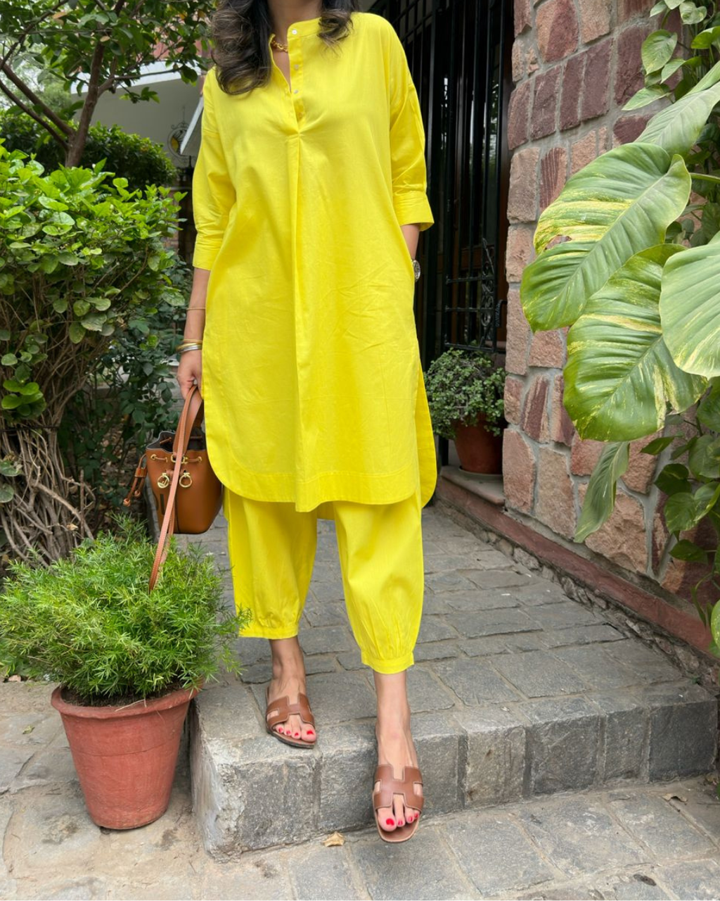 Neon Yellow Cotton Coord Set