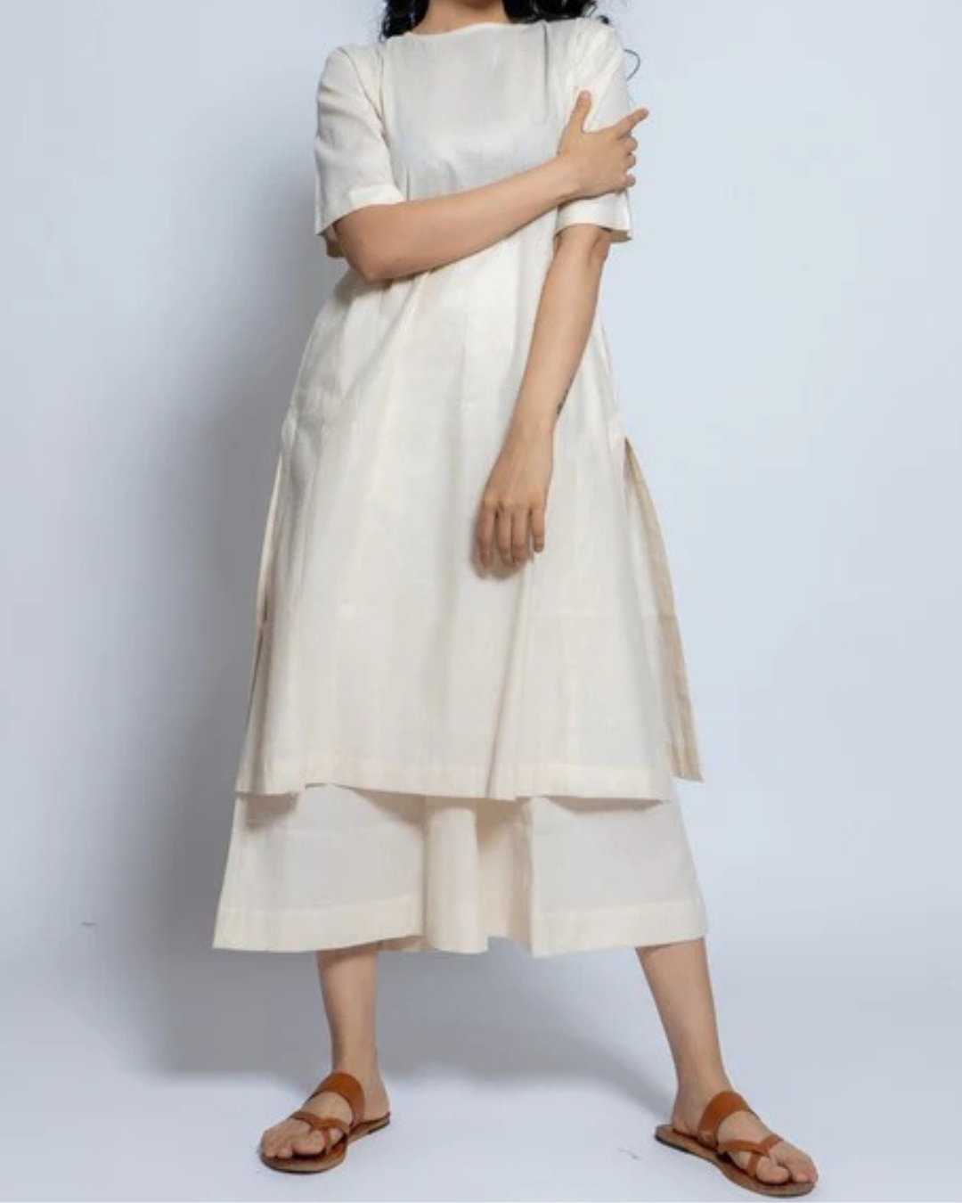 Women’s Two-Piece Layered Kurta with Culotte Set