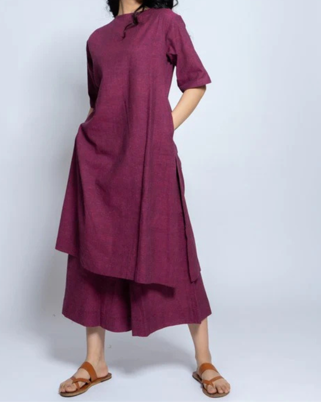 Women’s Two-Piece Layered Kurta with Culotte Set