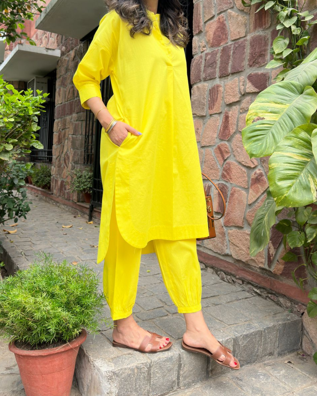 Neon Yellow Cotton Coord Set