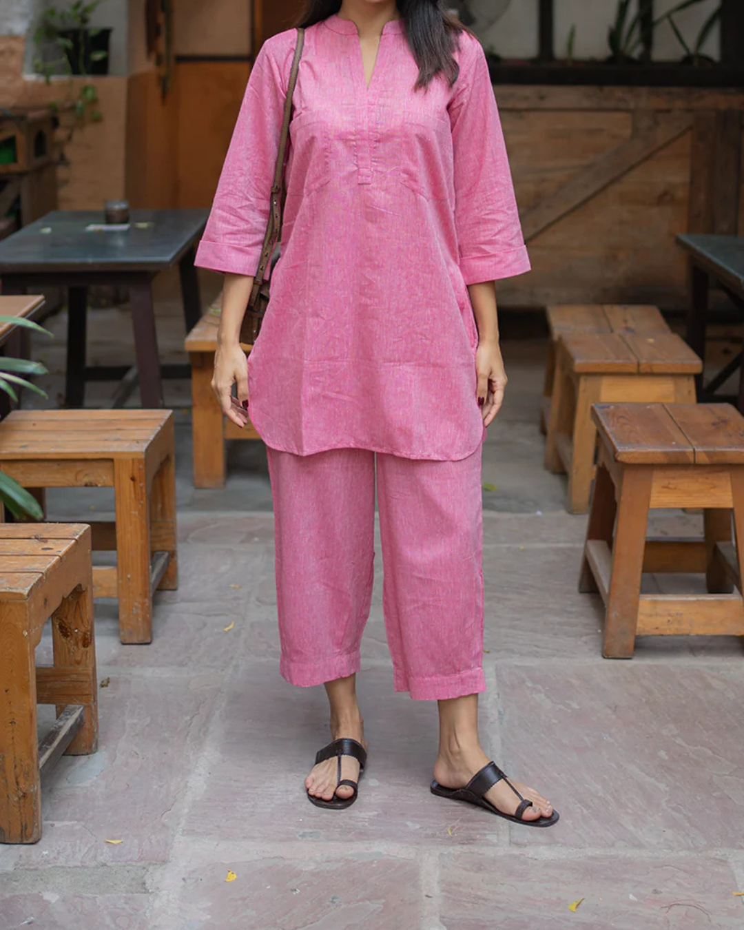 Pink Casual Cotton Co-ord Set for Women