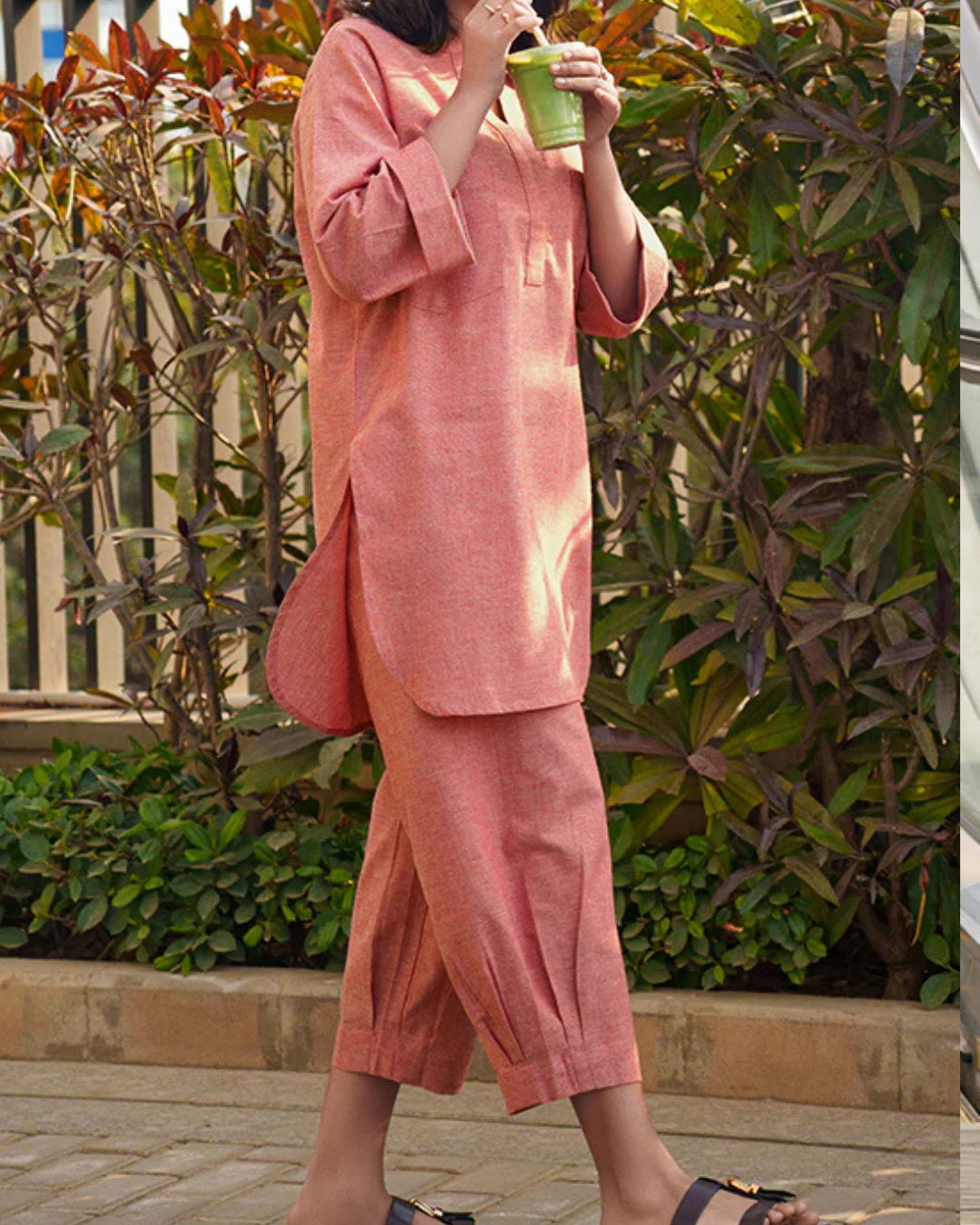 Terracotta pink Casual Cotton Co-ord Set for Women
