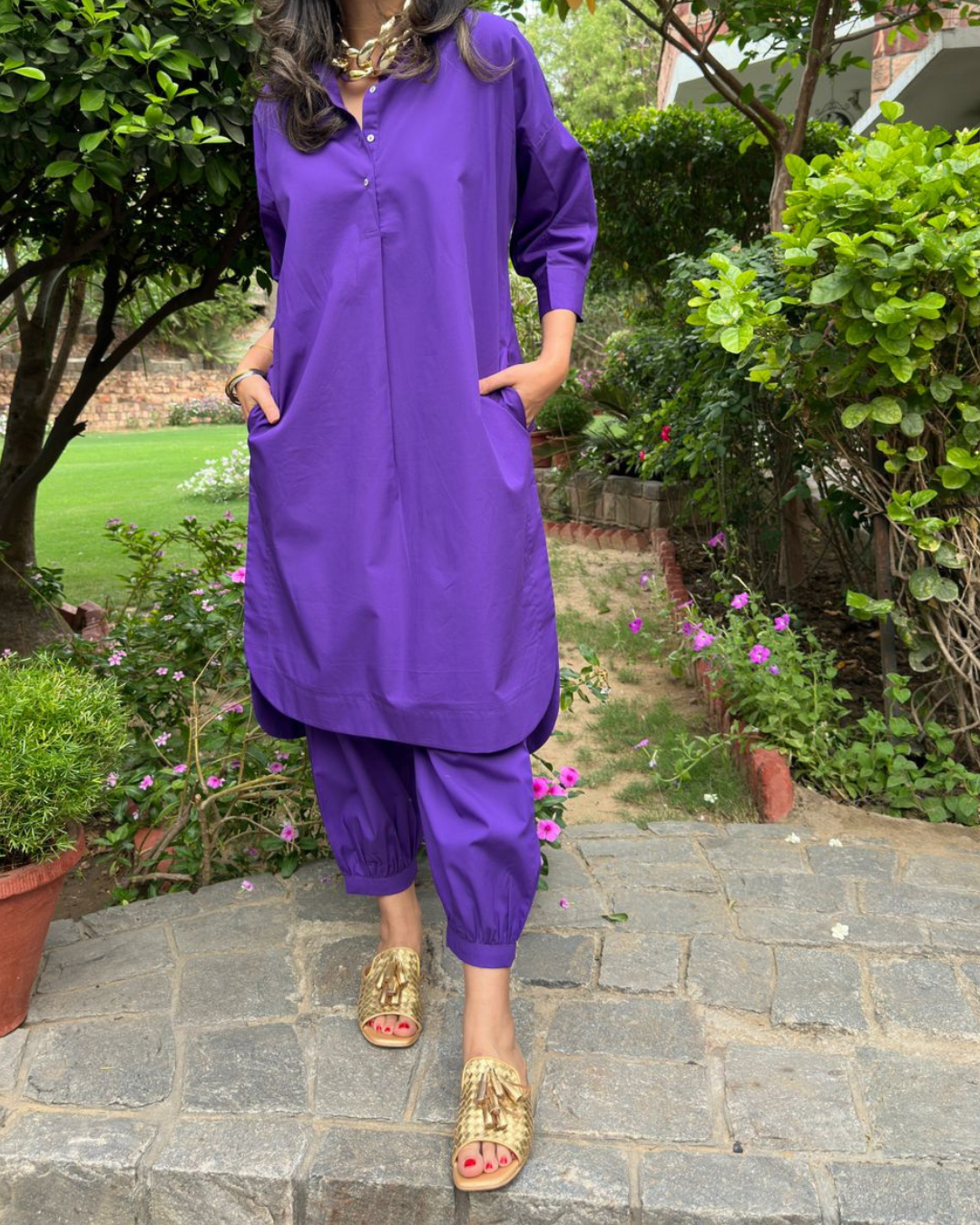 Purple Cotton Coord Set