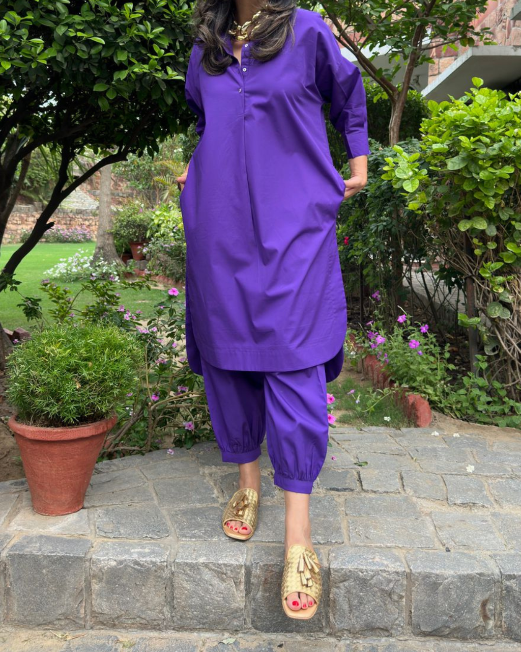 Purple Cotton Coord Set