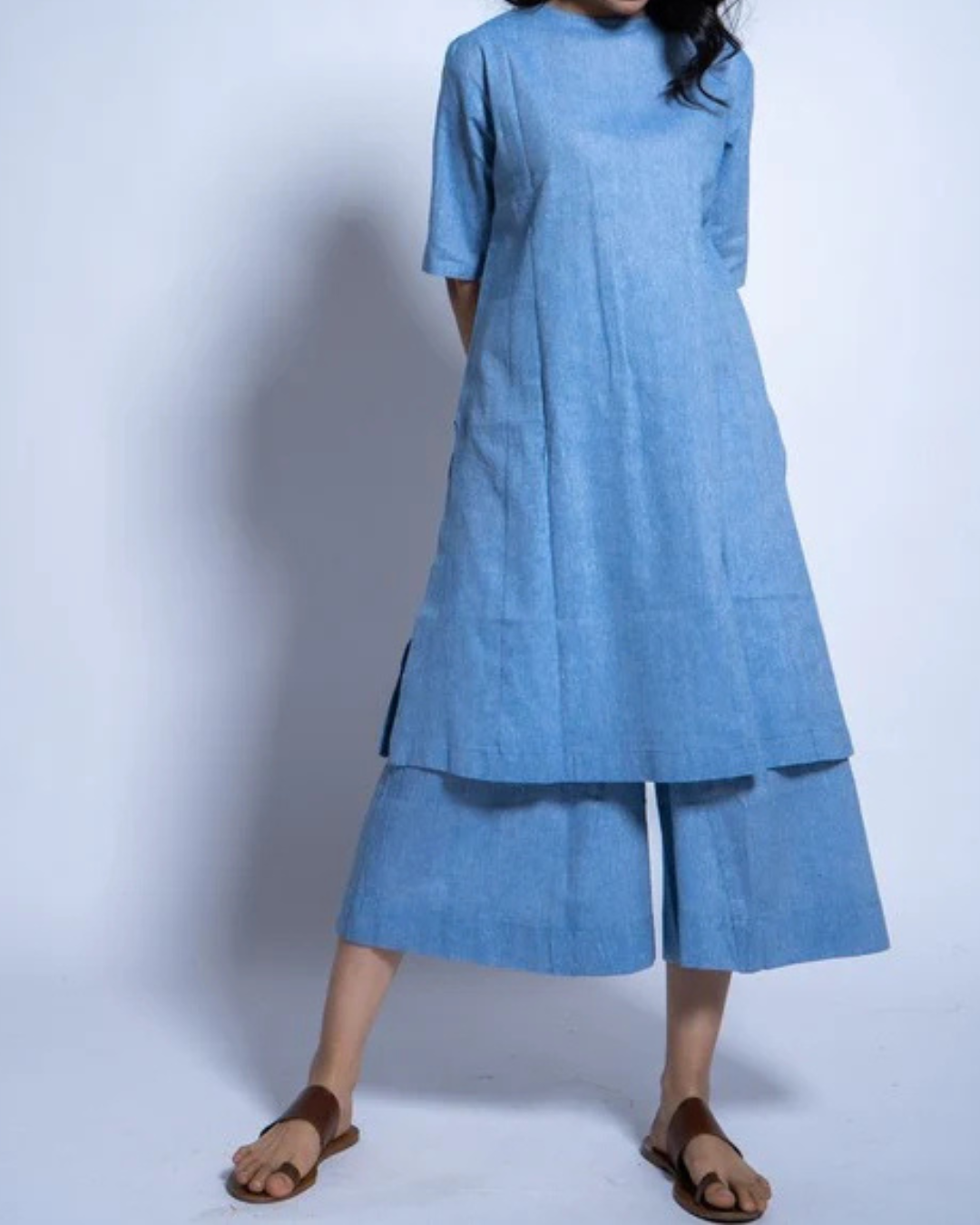 Women’s Two-Piece Layered Kurta with Culotte Set