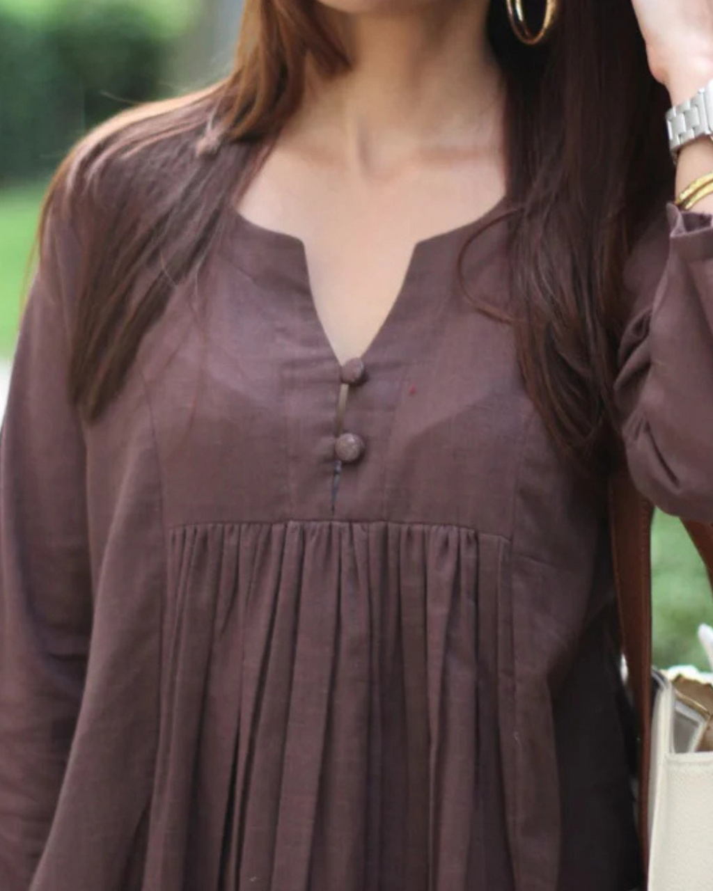 Elegant Brown A-Line Kurta with Matching Pants – Cotton Comfort Wear