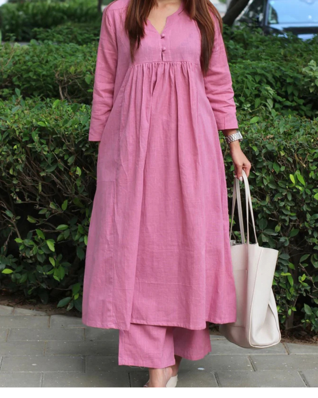 Elegant Light pink A-Line Kurta with Matching Pants – Cotton Comfort Wear
