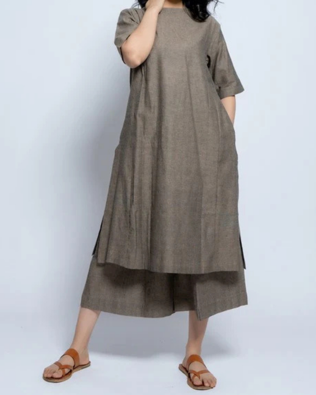 Women’s Two-Piece Layered Kurta with Culotte Set