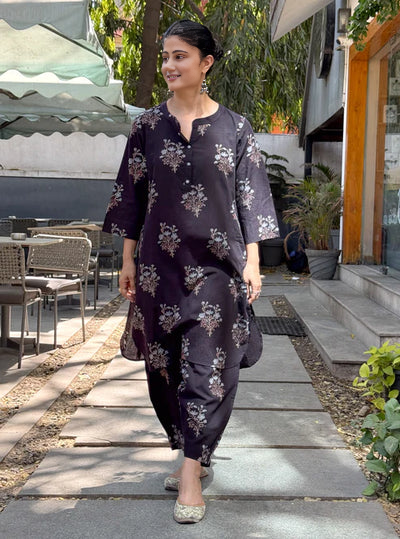 Cotton Handblock Printed Natural Dyed Ajrakh Co-ord Set.