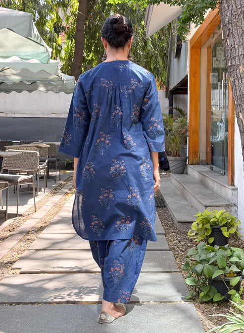 Cotton Handblock Printed Natural Dyed Ajrakh Co-ord Set.